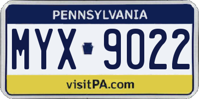 PA license plate MYX9022