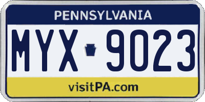 PA license plate MYX9023