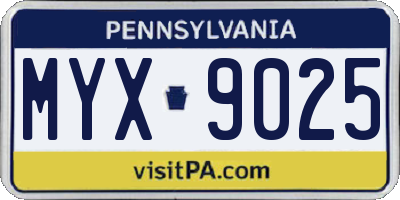 PA license plate MYX9025