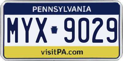 PA license plate MYX9029