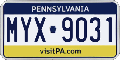 PA license plate MYX9031