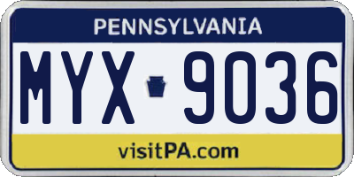 PA license plate MYX9036