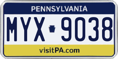 PA license plate MYX9038