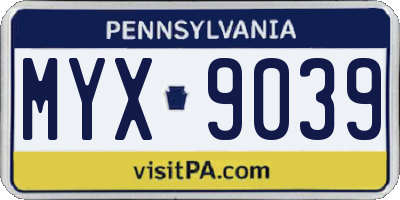 PA license plate MYX9039