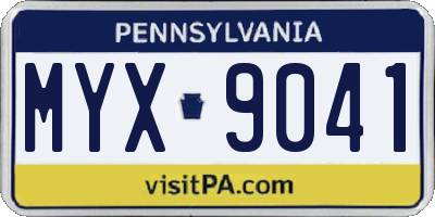 PA license plate MYX9041