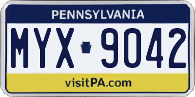 PA license plate MYX9042