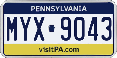PA license plate MYX9043