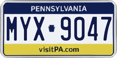 PA license plate MYX9047