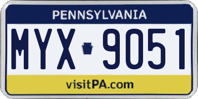 PA license plate MYX9051