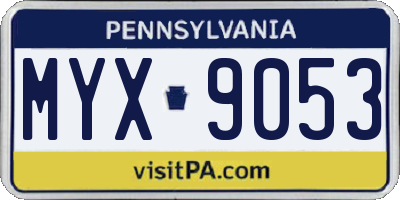 PA license plate MYX9053