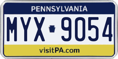 PA license plate MYX9054