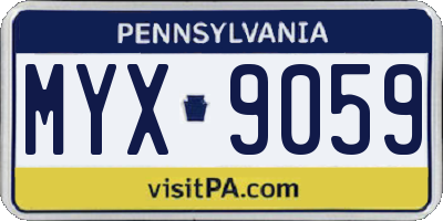 PA license plate MYX9059