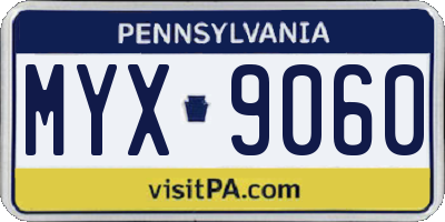 PA license plate MYX9060