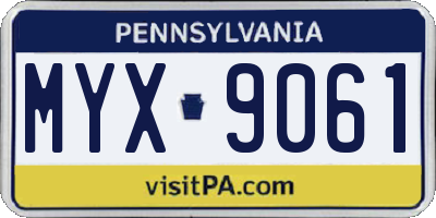 PA license plate MYX9061