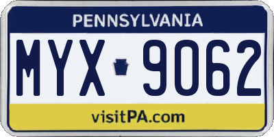 PA license plate MYX9062