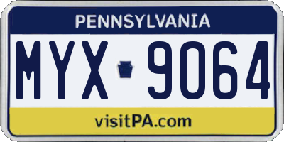 PA license plate MYX9064