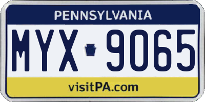 PA license plate MYX9065