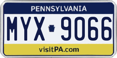 PA license plate MYX9066