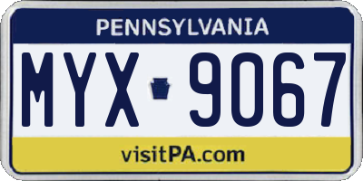 PA license plate MYX9067