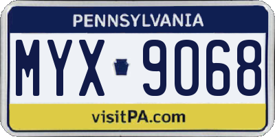 PA license plate MYX9068