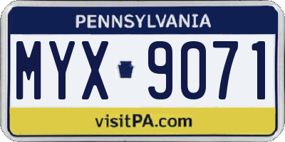 PA license plate MYX9071
