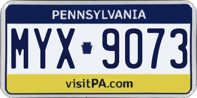 PA license plate MYX9073