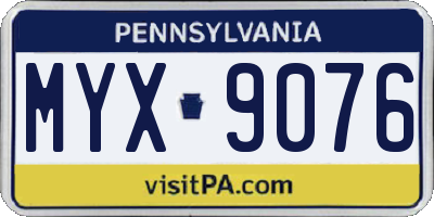 PA license plate MYX9076
