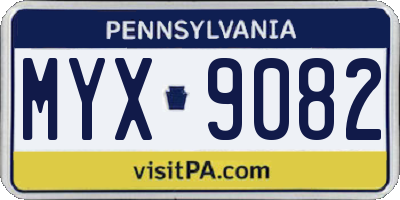 PA license plate MYX9082