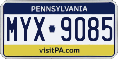 PA license plate MYX9085