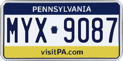 PA license plate MYX9087