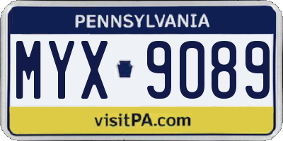 PA license plate MYX9089