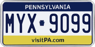 PA license plate MYX9099