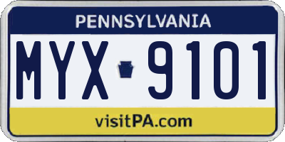 PA license plate MYX9101