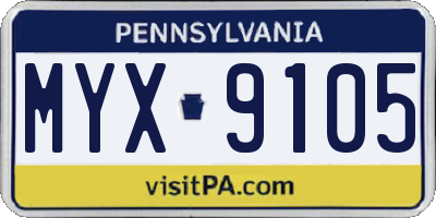 PA license plate MYX9105