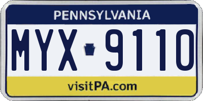 PA license plate MYX9110
