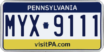 PA license plate MYX9111