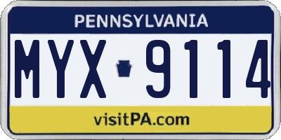 PA license plate MYX9114