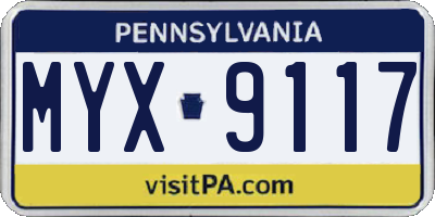 PA license plate MYX9117
