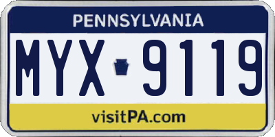 PA license plate MYX9119