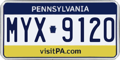 PA license plate MYX9120