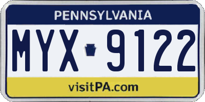 PA license plate MYX9122