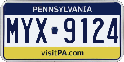 PA license plate MYX9124