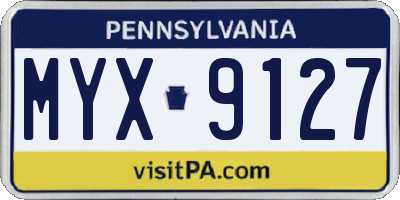PA license plate MYX9127
