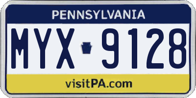 PA license plate MYX9128