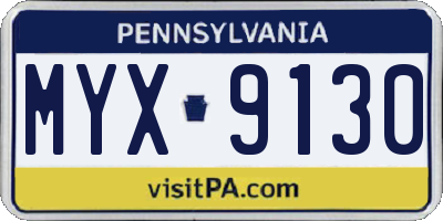 PA license plate MYX9130