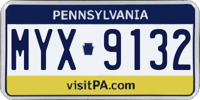 PA license plate MYX9132
