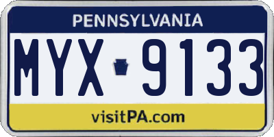PA license plate MYX9133