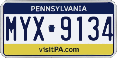 PA license plate MYX9134