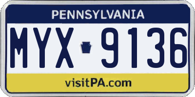 PA license plate MYX9136