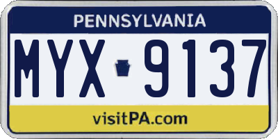 PA license plate MYX9137